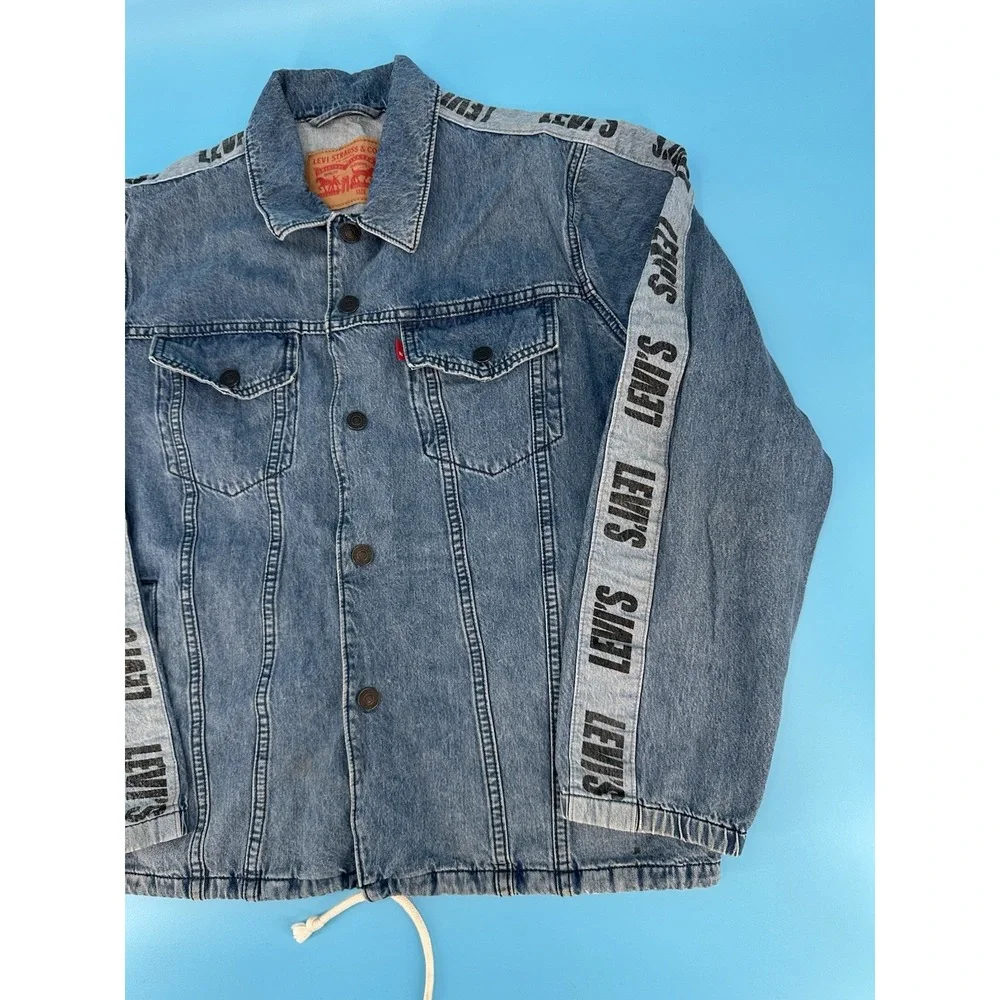 RARE Levi Strauss BIG E Premium Denim Jacket Men's Size M Trucker Snap Med Wash‎